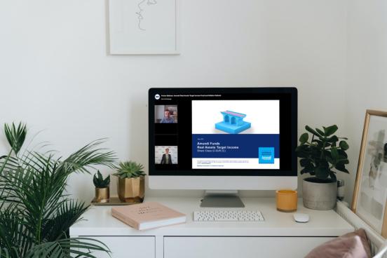 A screen displaying Portus's Amundi webinar