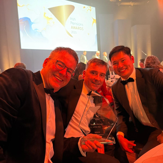 Sean Kenzie, Brendan Moran and Alan Mai posing with their award
